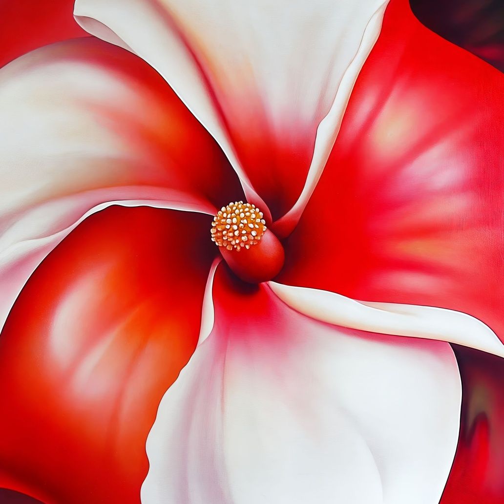 Abstract Red Floral Blossom Art Print Close-up