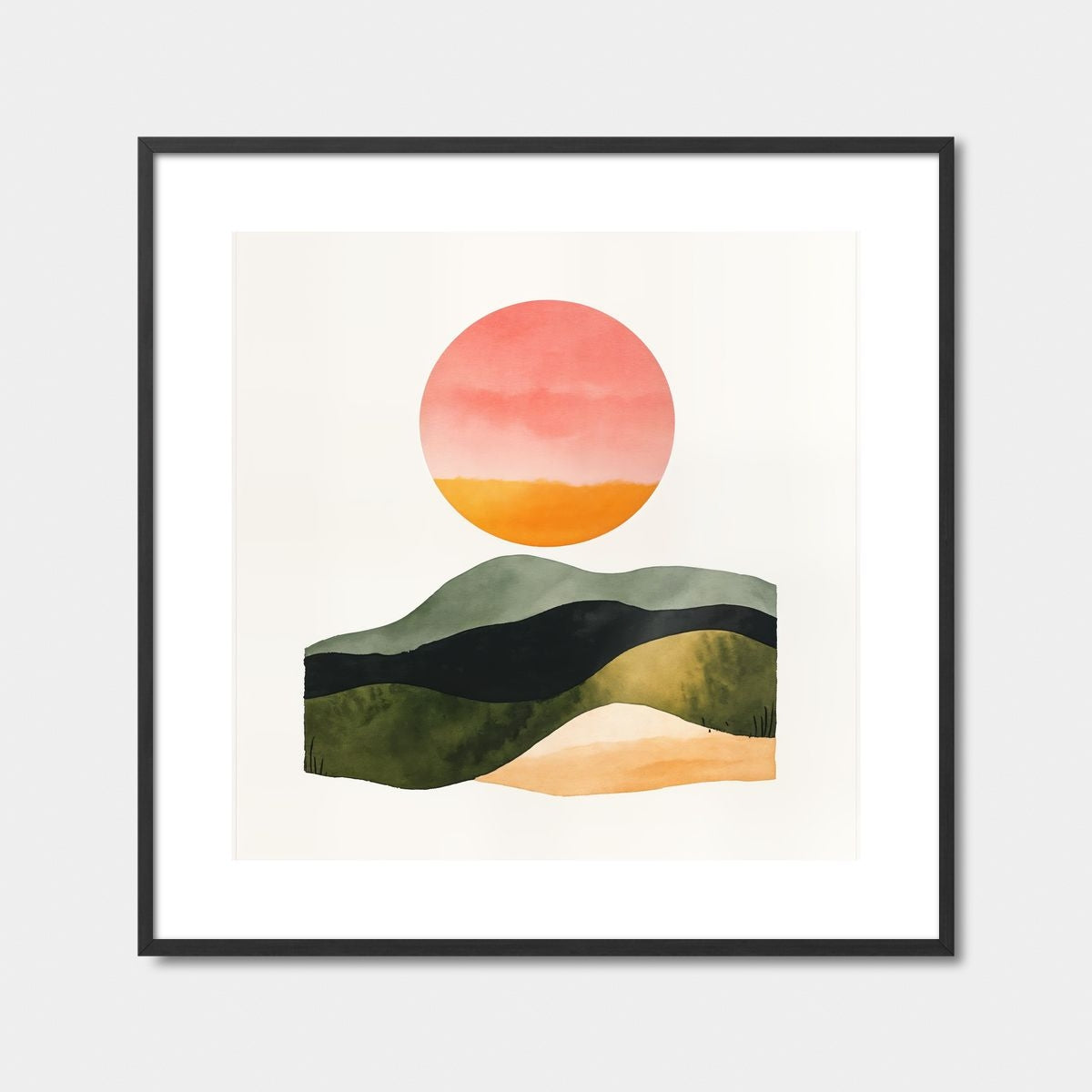 Abstract Sunset Over Hills Art Print Feature Image