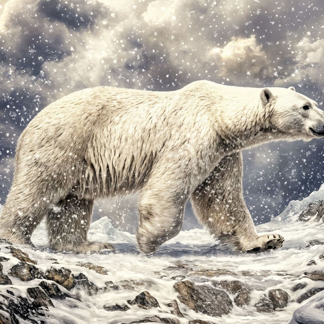 Arctic Bear In Snow Art Print Close-up