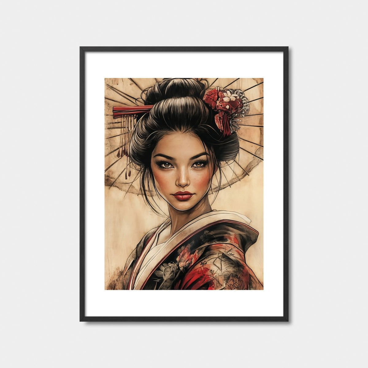 Asian Woman In Kimono Art Print Feature Image