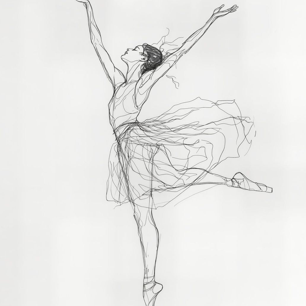 Ballet Dancer Line Drawing Art Print Close-up