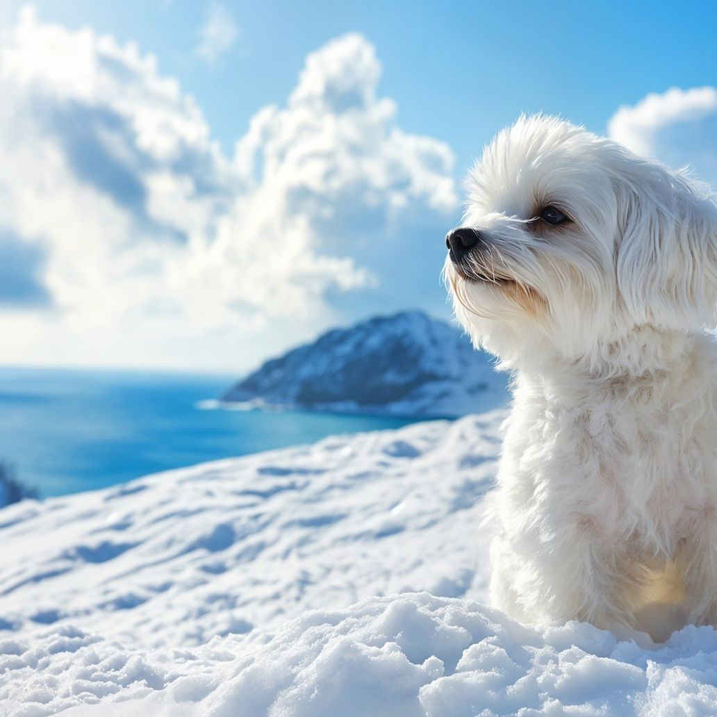 Beautiful Dog Winter Day Art Print Close-up