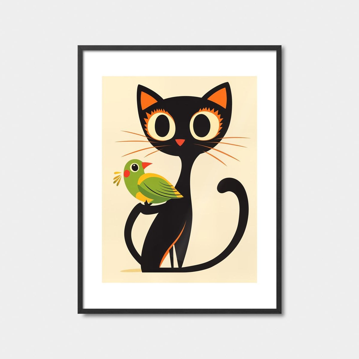 Black Cat Bird Companion Art Print Feature Image