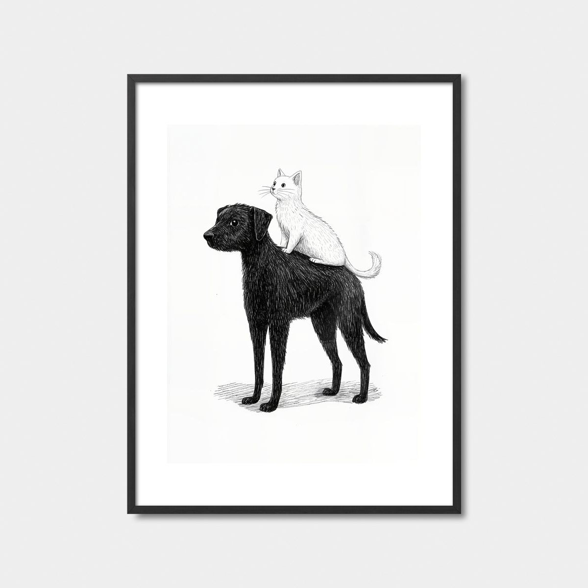 Cat On Dog Shoulder Art Print Feature Image