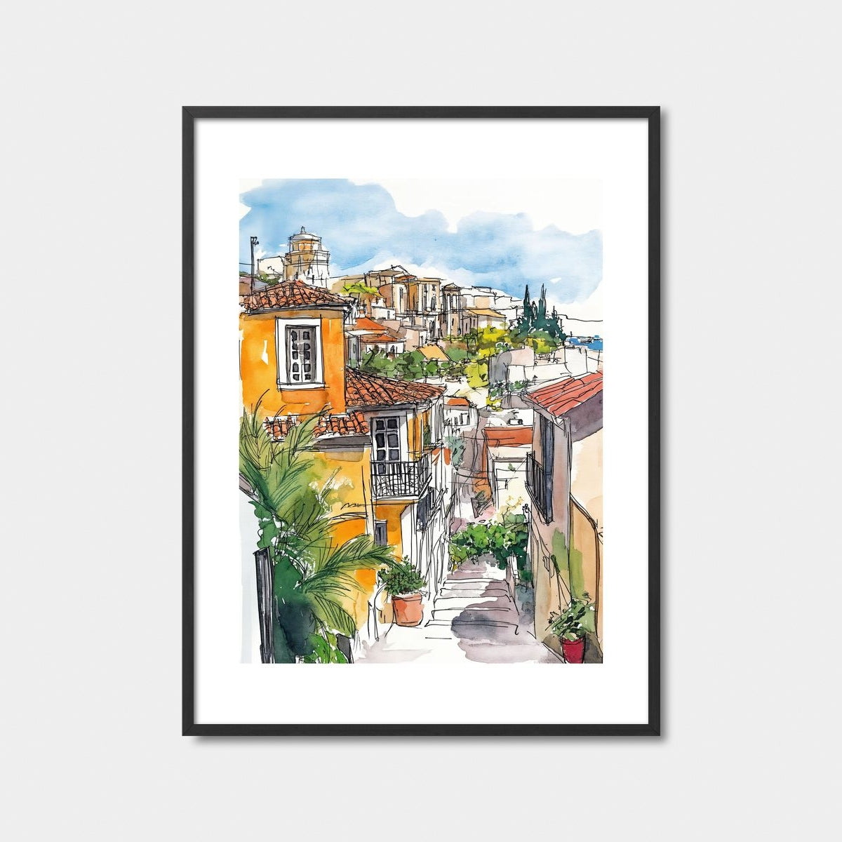 Charming Mediterranean Street Art Print Feature Image
