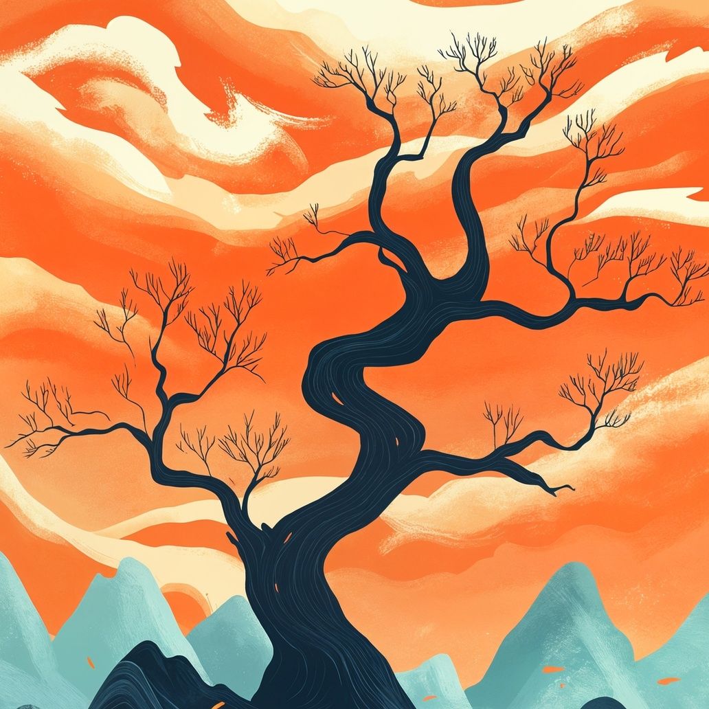 Dramatic Bare Tree Landscape Art Print Close-up