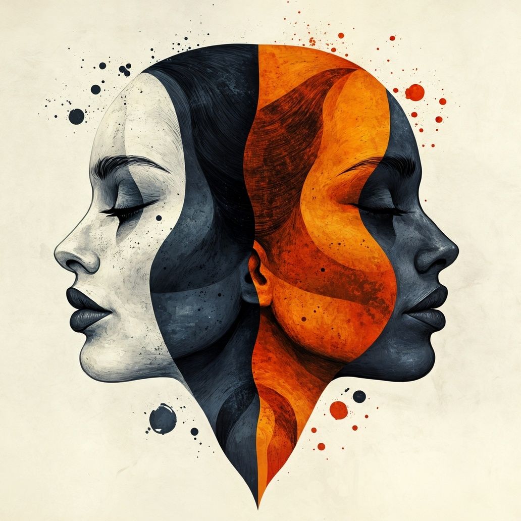 Duality Faces Art Print Close-up
