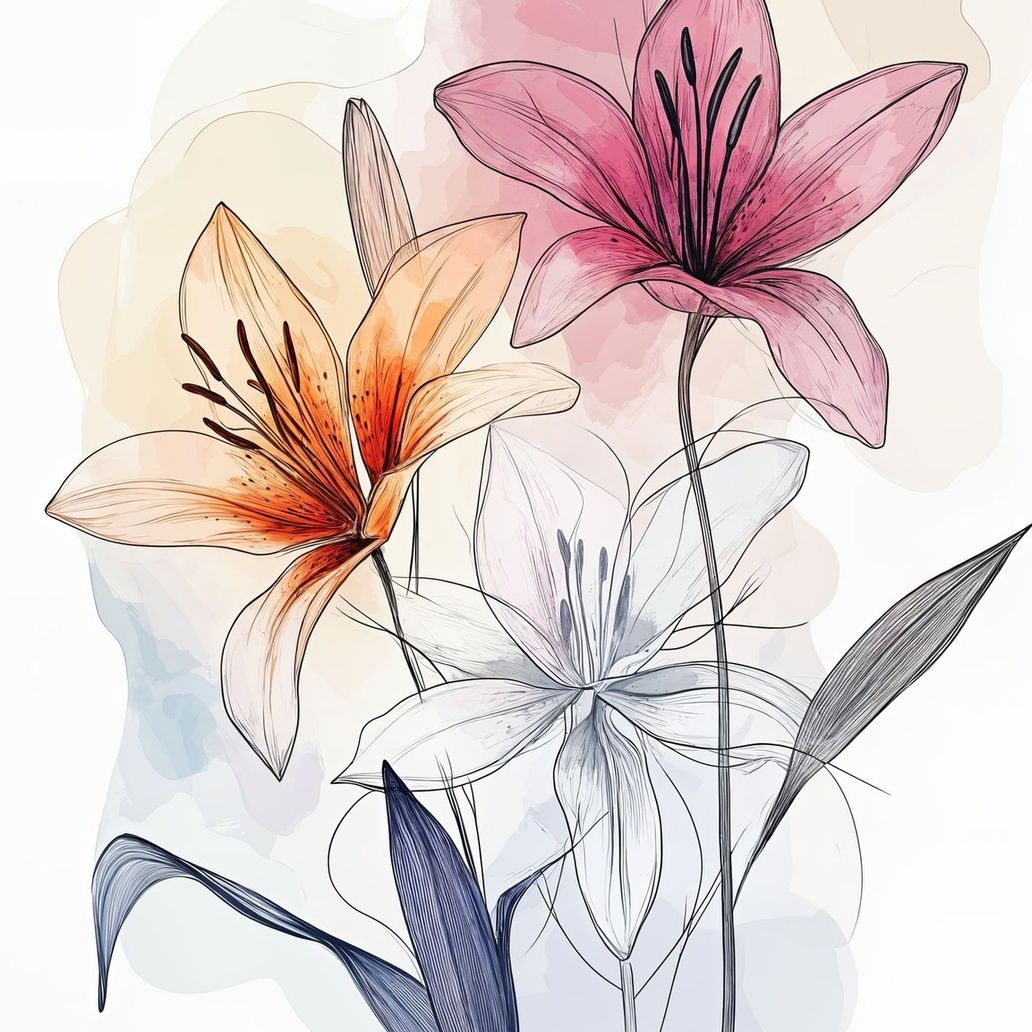 Elegant Lily Bouquet Art Print Close-up