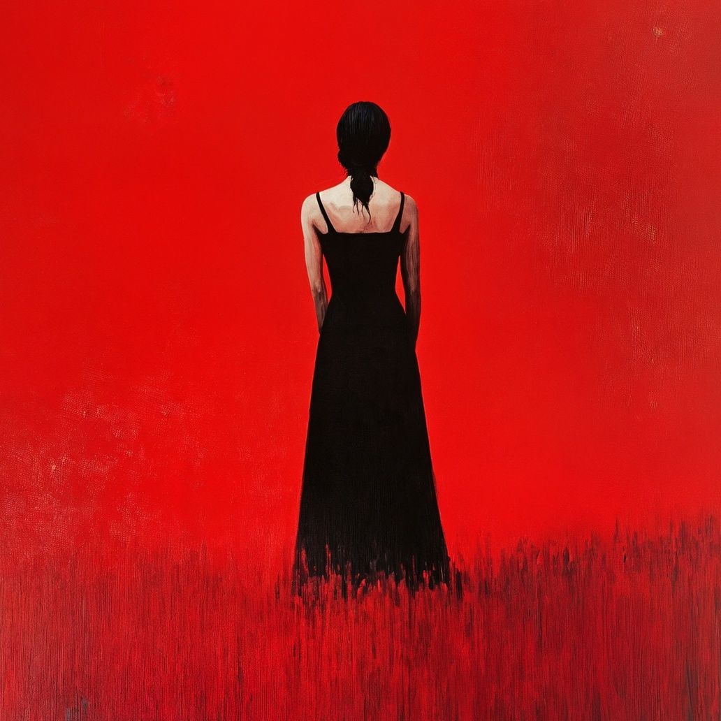 Figure In Red Field Art Print Close-up