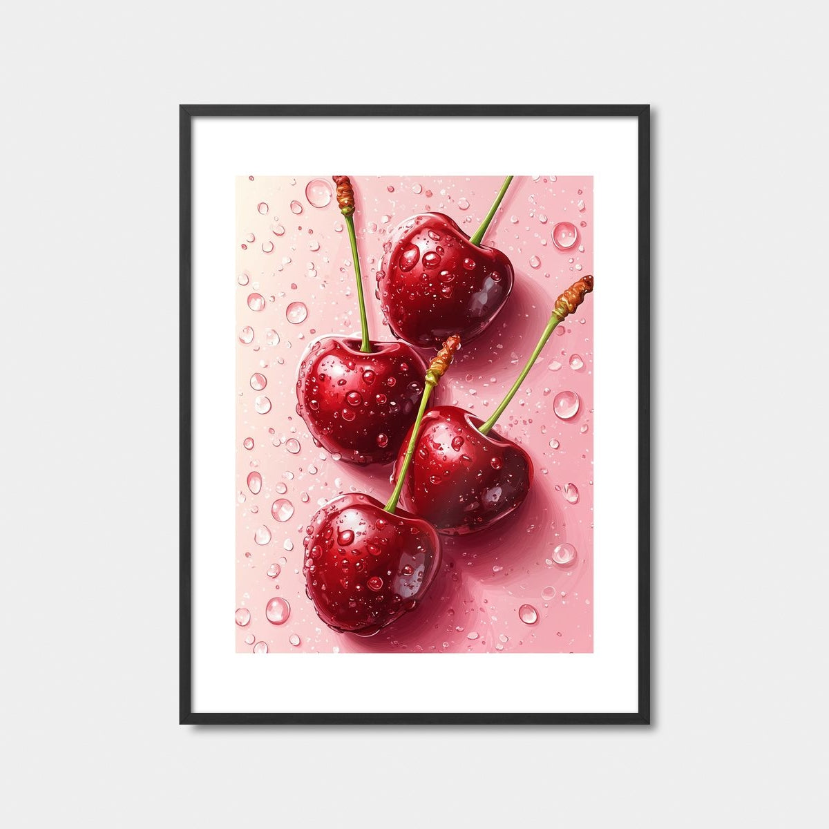 Fresh Red Cherries On Pink Art Print Feature Image