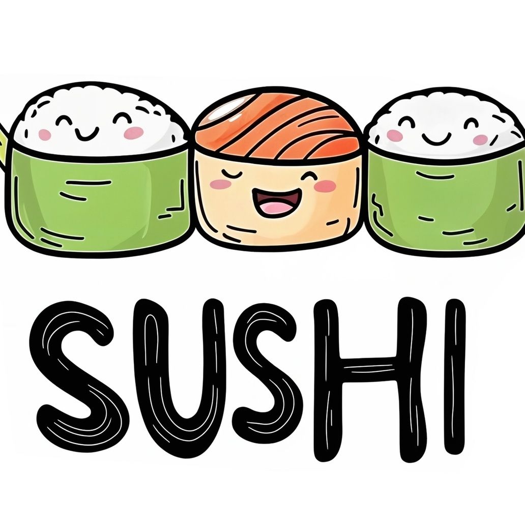 Happy Sushi Roll Trio Art Print Close-up