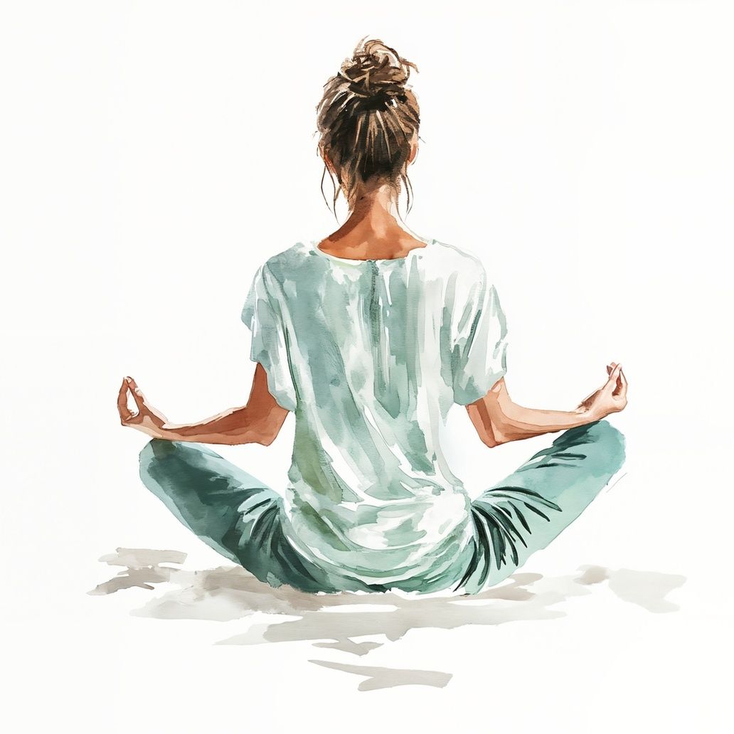 Meditating Woman Lotus Pose Art Print Close-up