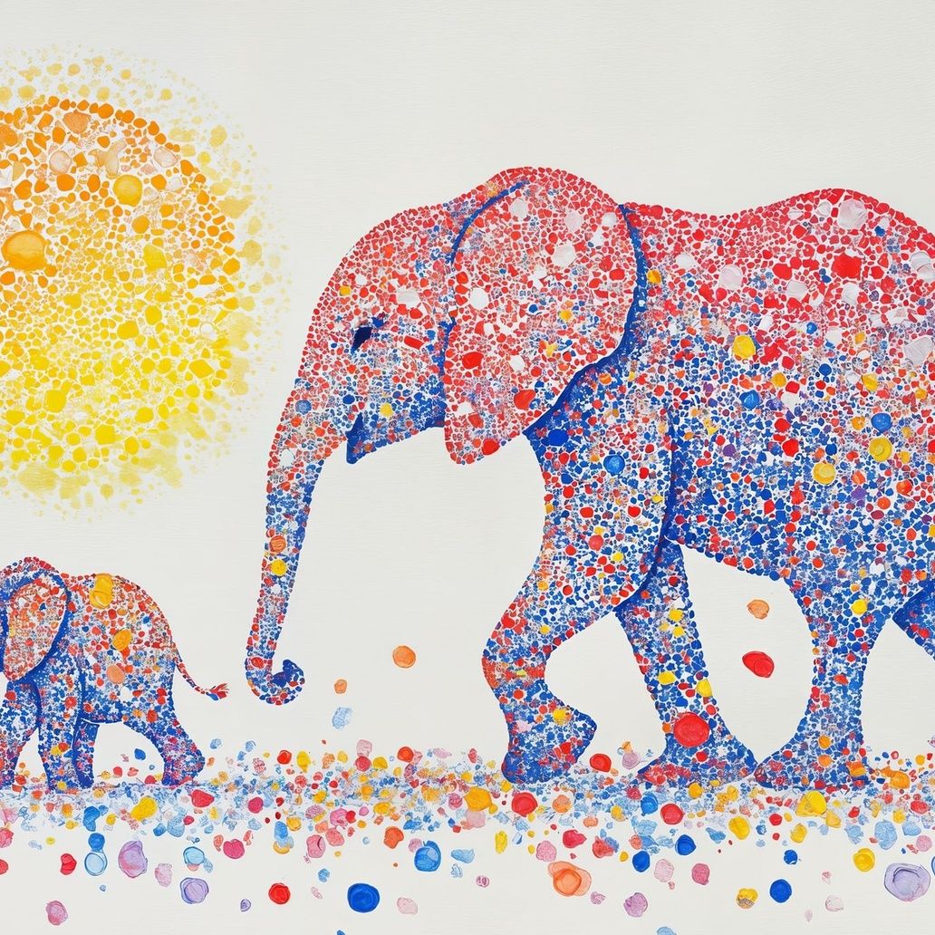 Mother And Baby Elephant Art Print Close-up