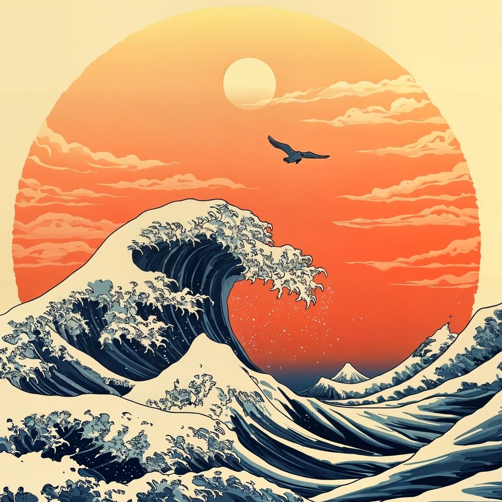 Ocean Sunset Waves Art Print Close-up