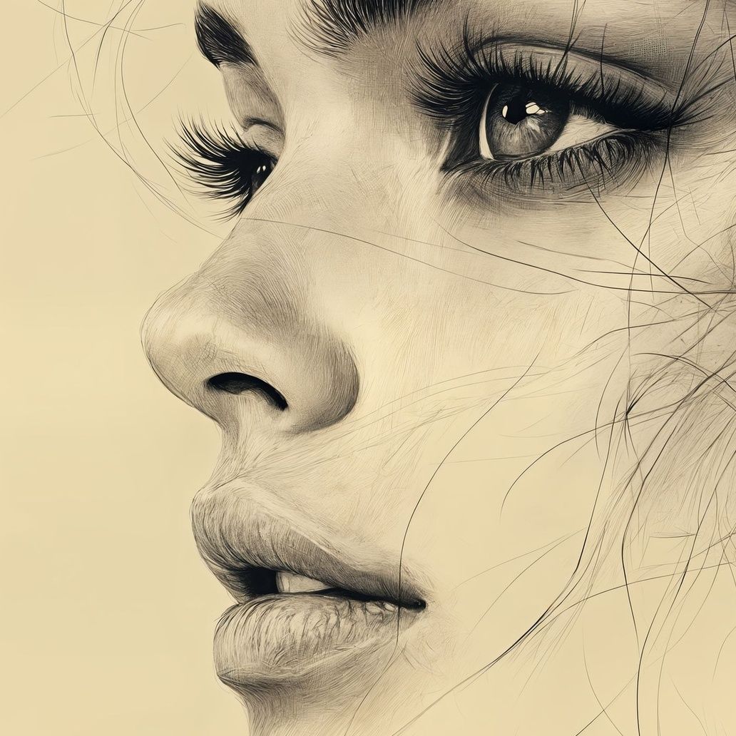 Penciled Portrait Art Print Close-up