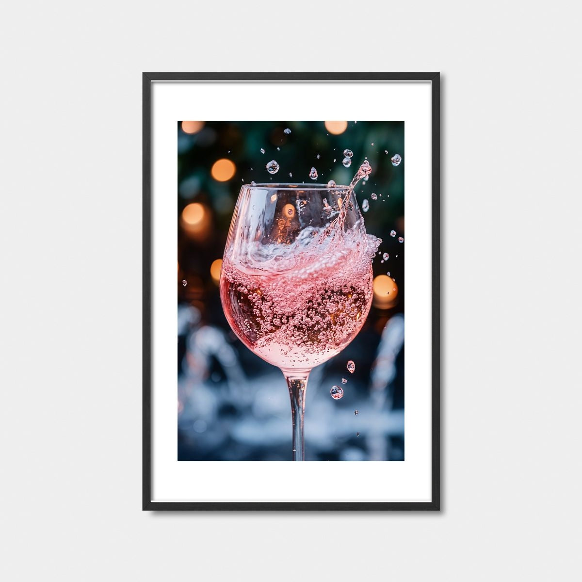 Sparkling Rose Wine Splash Art Print Feature Image