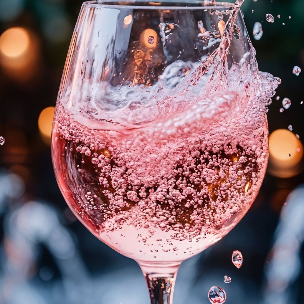 Sparkling Rose Wine Splash Art Print Close-up