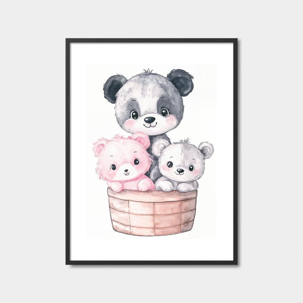 Three Bears In A Basket Art Print Feature Image