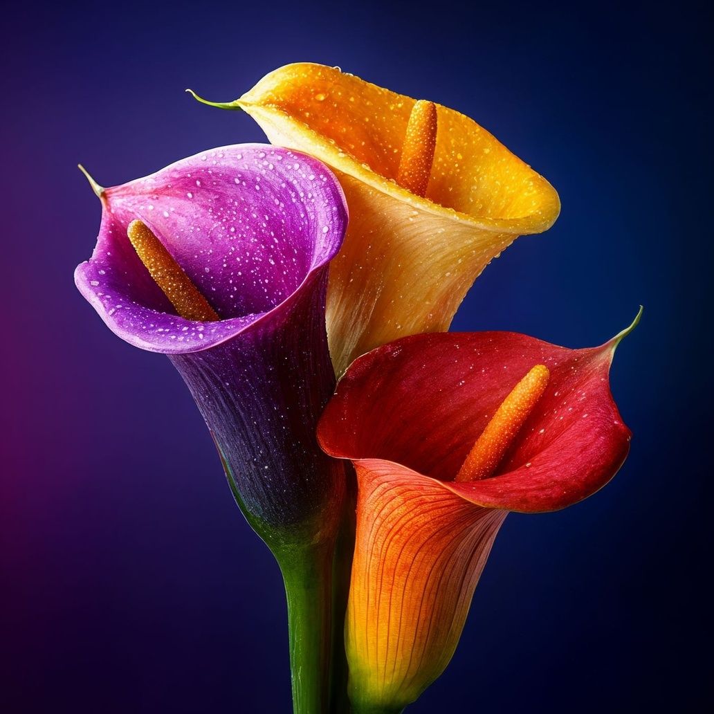 Three Calla Lilies In Bloom Art Print Close-up